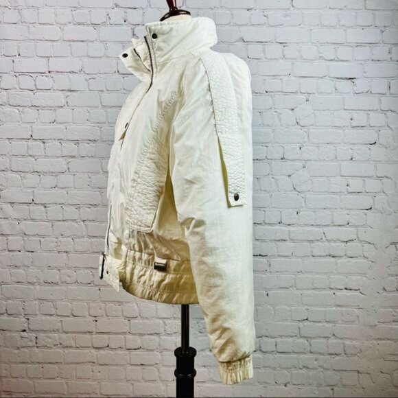 Vintage 80s Ossi Skiwear Snow White Nylon Ski Jacket Insulated Small - Picture 2 of 16